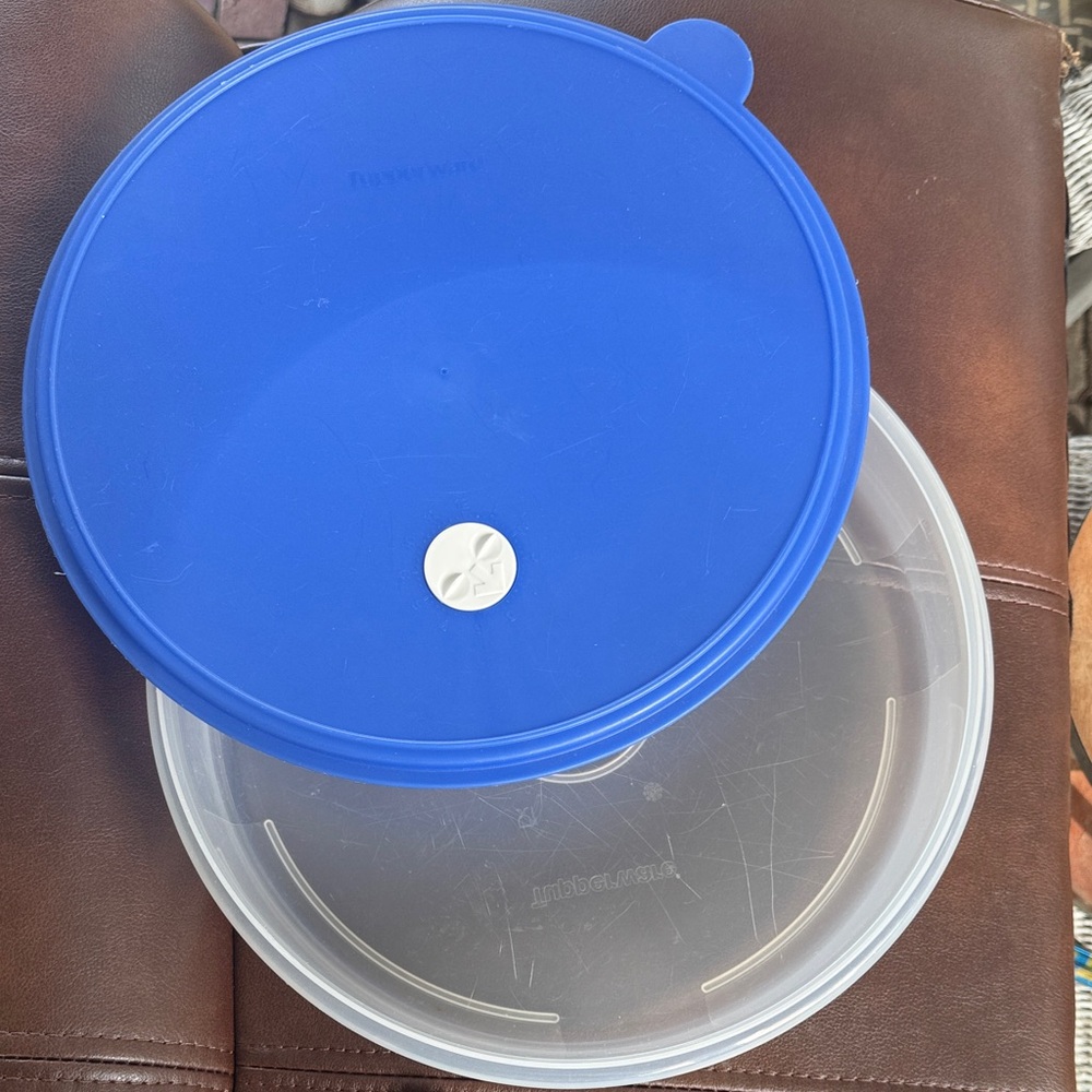 Tupperware Blue and Clear Round Container
